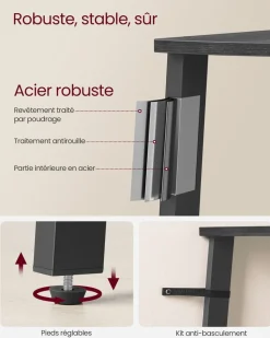 Store SONGMICS Étagère d’angle à 5 niveaux 31,9 x 31,9 x 156,4 cm structure en métal beige chêne