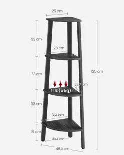 Store SONGMICS Étagère d’angle à 5 niveaux 31,9 x 31,9 x 156,4 cm structure en métal beige chêne