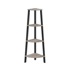 Store SONGMICS Étagère d’angle à 5 niveaux 31,9 x 31,9 x 156,4 cm structure en métal beige chêne