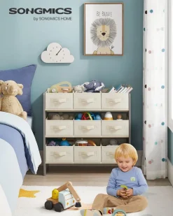 New SONGMICS Étagère d'angle à 4 niveaux gris anthracite et noir mat