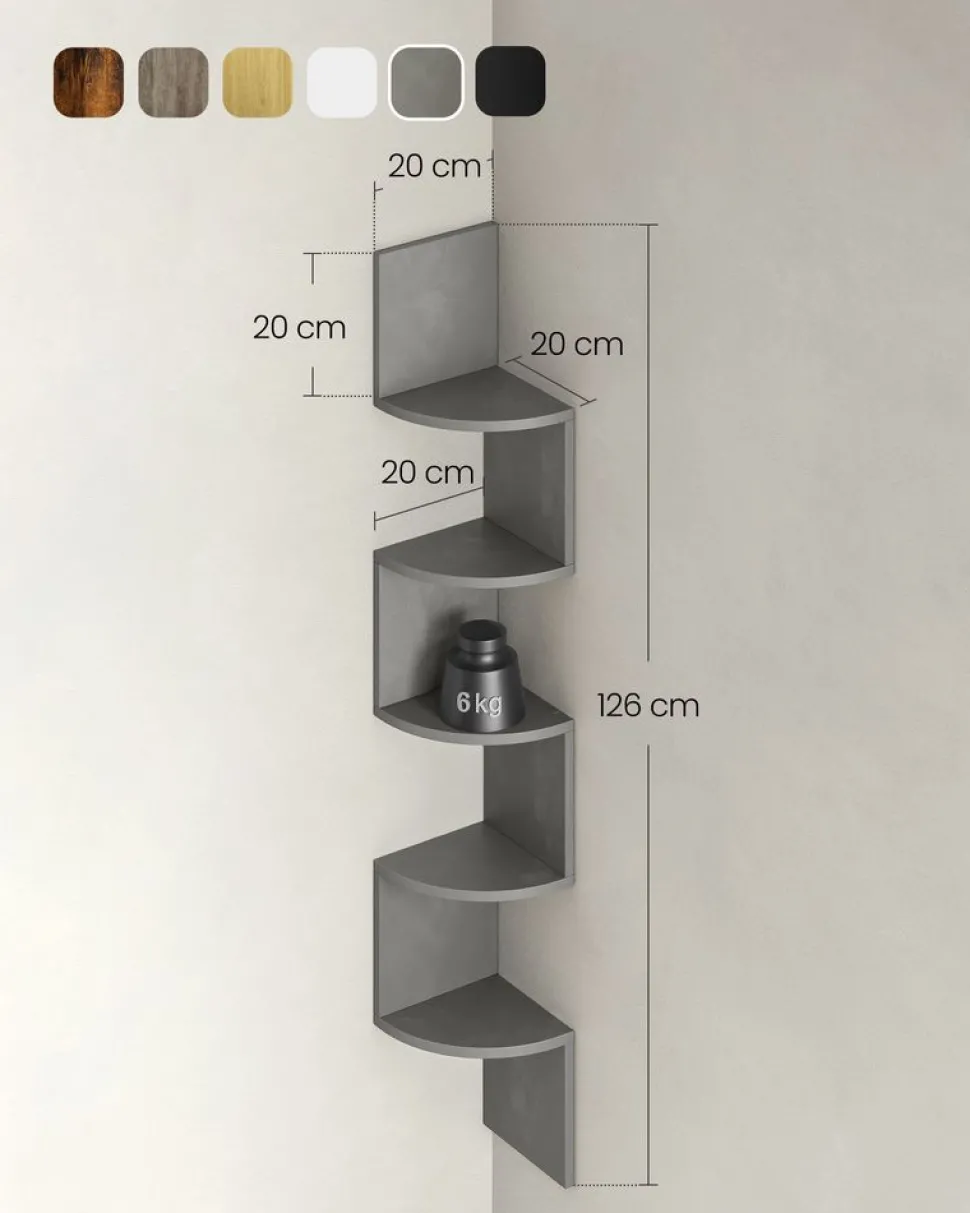 Outlet SONGMICS Étagère d'angle à 5 niveaux style boho chêne beige