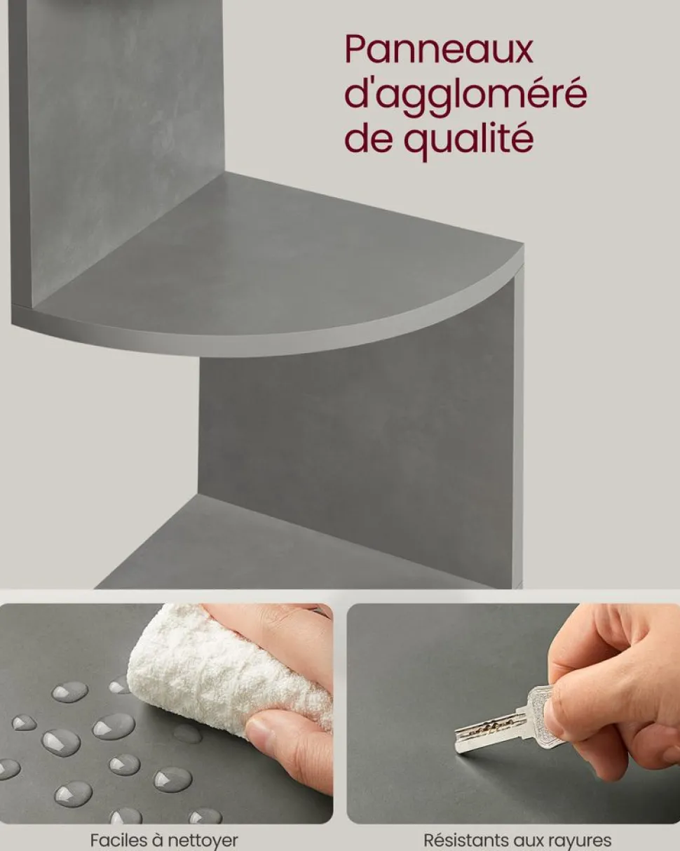 Outlet SONGMICS Étagère d'angle à 5 niveaux style boho chêne beige