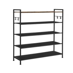 Clearance SONGMICS Étagère d'angle 5 niveaux avec cadre en acier chêne naturel et blanc mat Couleur Chêne Naturel + Blanc Mat