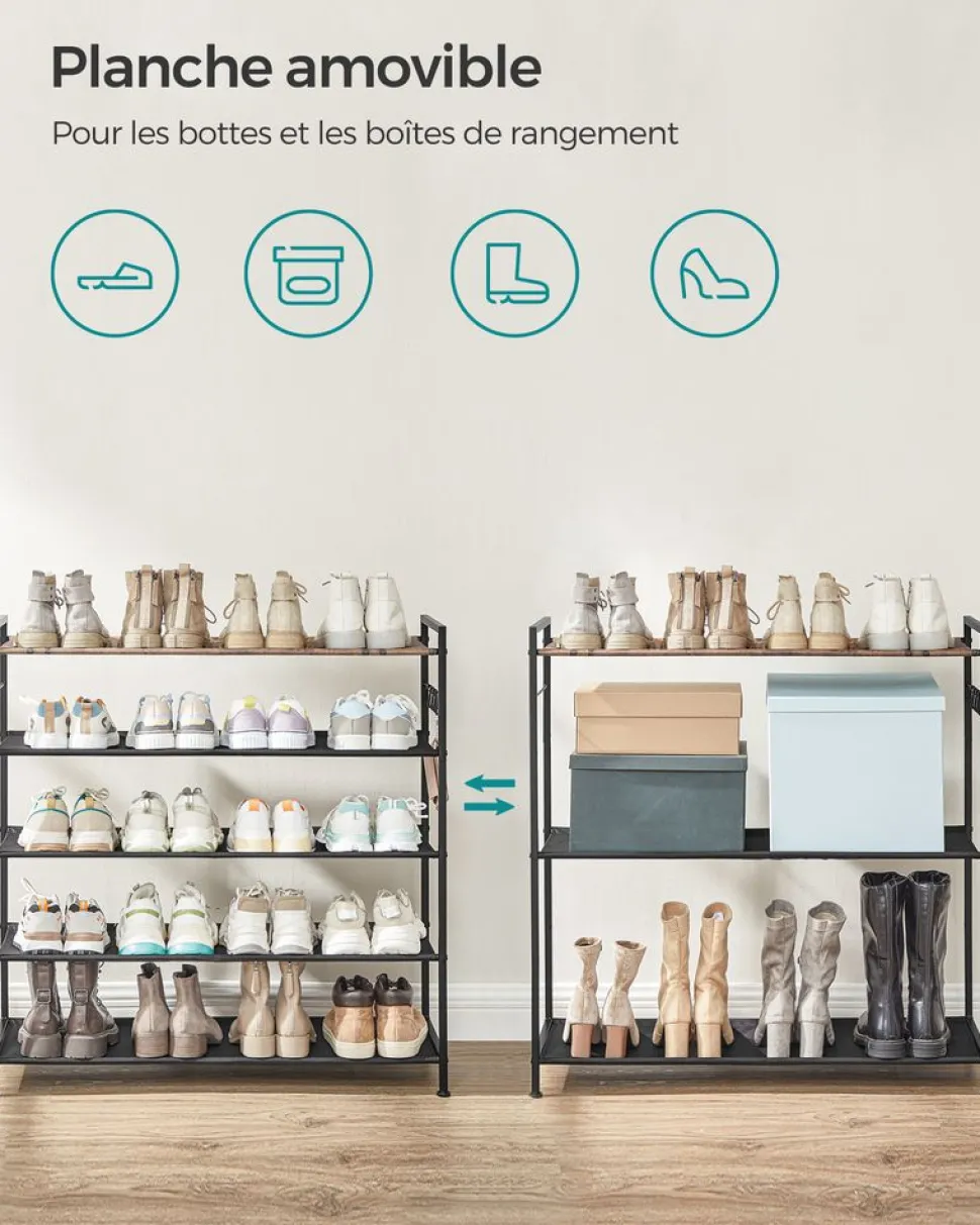 Clearance SONGMICS Étagère d'angle 5 niveaux avec cadre en acier chêne naturel et blanc mat Couleur Chêne Naturel + Blanc Mat