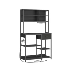 Best SONGMICS Étagère de cuisine avec multiprise marron rustique et noir d’encre