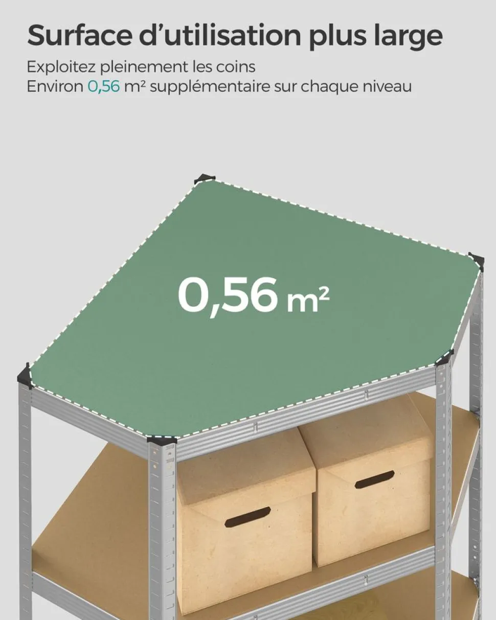 Shop SONGMICS Étagère de cuisine avec multiprise en acier marron rustique et noir d'encre