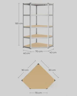 Shop SONGMICS Étagère de cuisine avec multiprise en acier marron rustique et noir d'encre