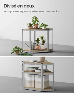 Shop SONGMICS Étagère de cuisine avec multiprise en acier marron rustique et noir d'encre