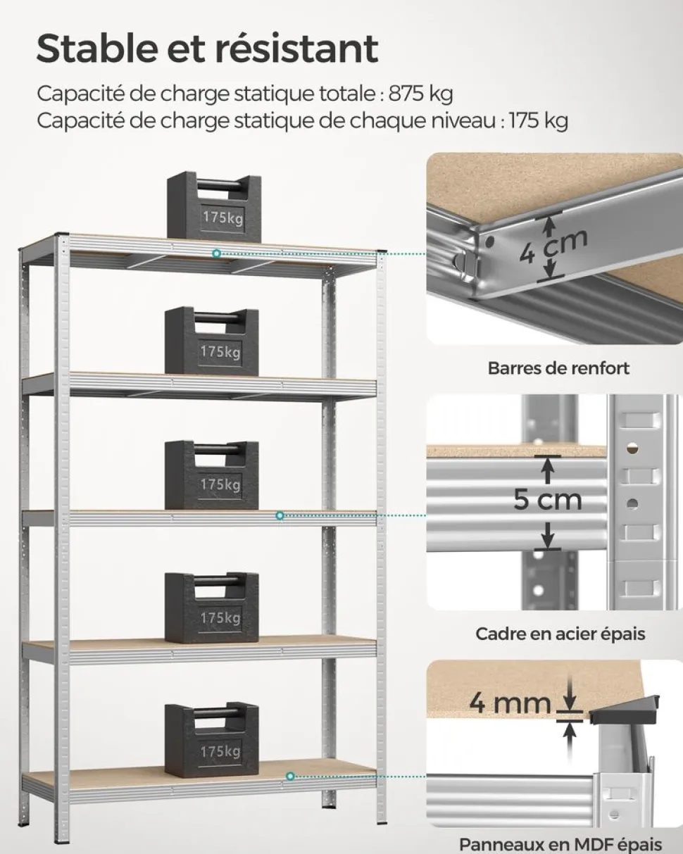 Fashion SONGMICS Étagère de cuisine industriel