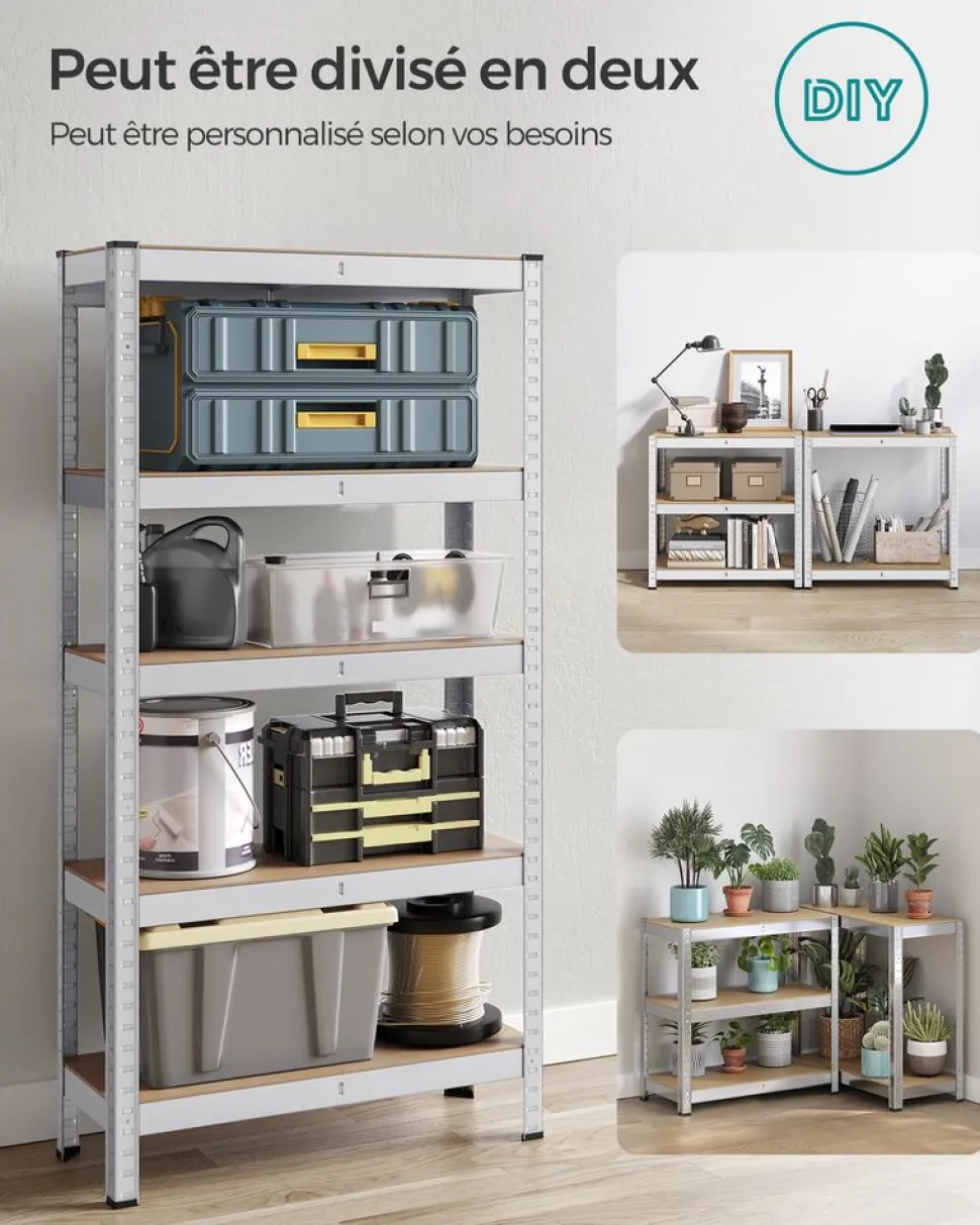 Outlet SONGMICS Étagère de cuisine industriel Brun Vintage Noir