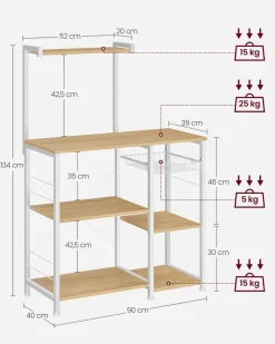Hot SONGMICS Étagère de cuisine marron rustique et noir