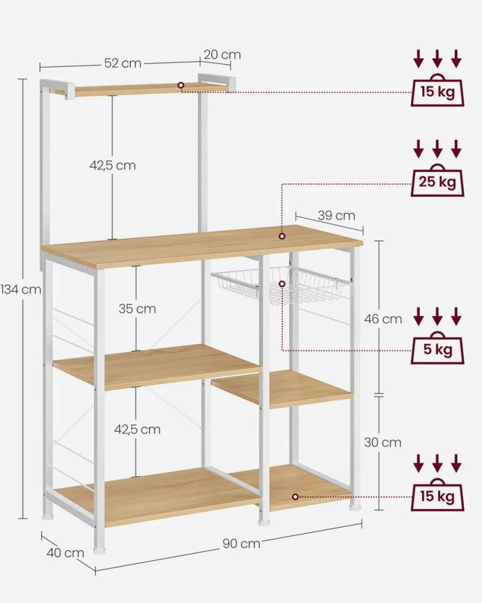 Hot SONGMICS Étagère de cuisine marron rustique et noir