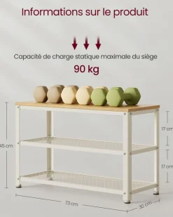 Best Sale SONGMICS Étagère de rangement à 2 niveaux grège noir