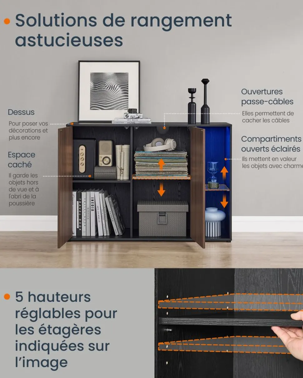 Outlet SONGMICS Étagère de rangement 6 niveaux doré métallique