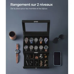 Hot SONGMICS Étagère de rangement 6 niveaux cadre en acier 30 x 80 x 186 cm marron blé et noir d'encre