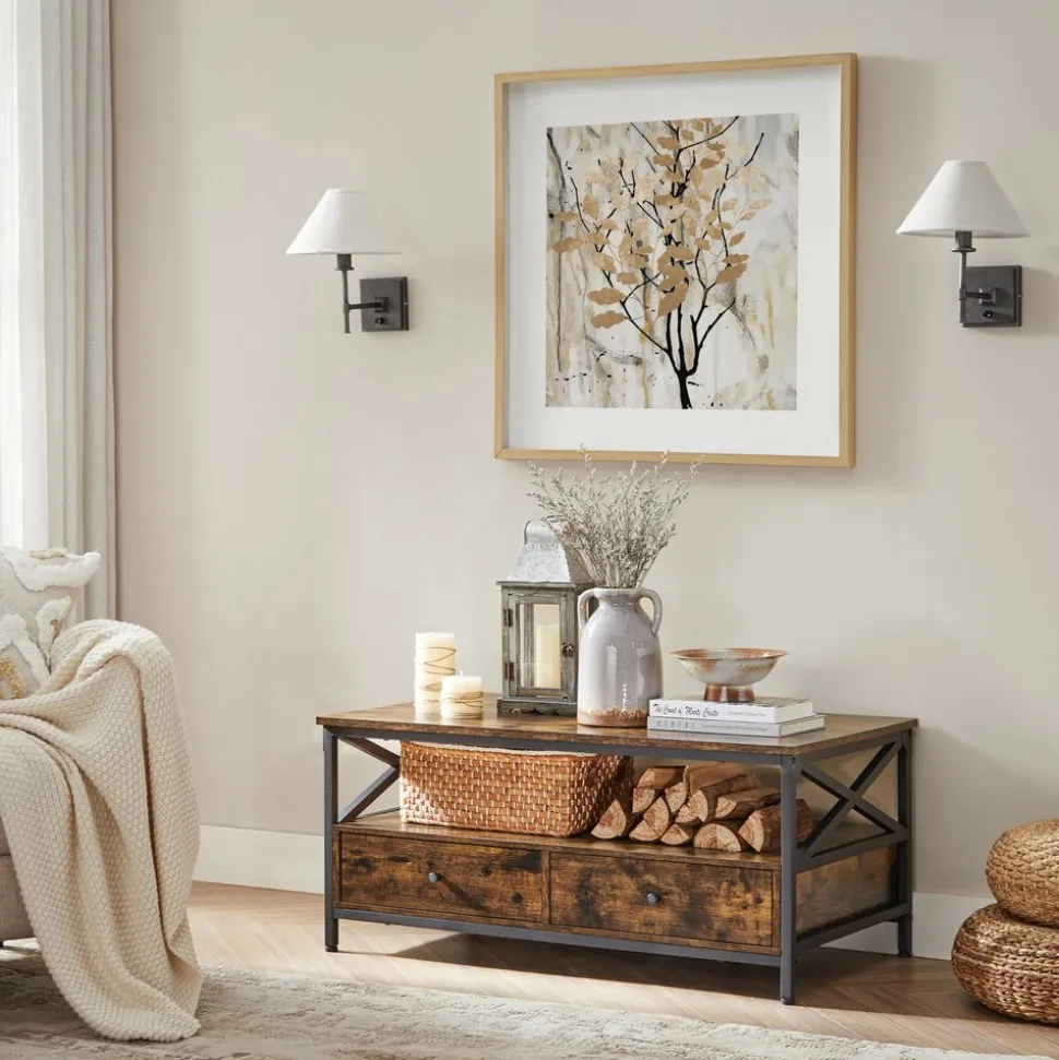 Outlet SONGMICS Étagère de toilettes Marron Rustique + Noir