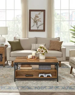 Outlet SONGMICS Étagère de toilettes Marron Rustique + Noir