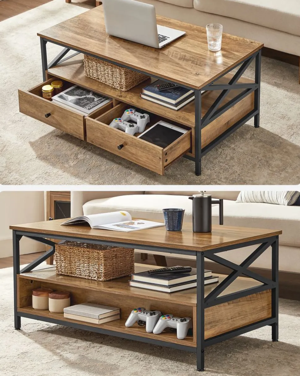 Outlet SONGMICS Étagère de toilettes Marron Rustique + Noir