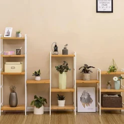 Fashion SONGMICS Étagère haute 7 niveaux bambou Blanc