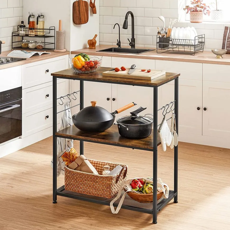 Shop SONGMICS Étagère micro-ondes industriel Brun Vintage Noir