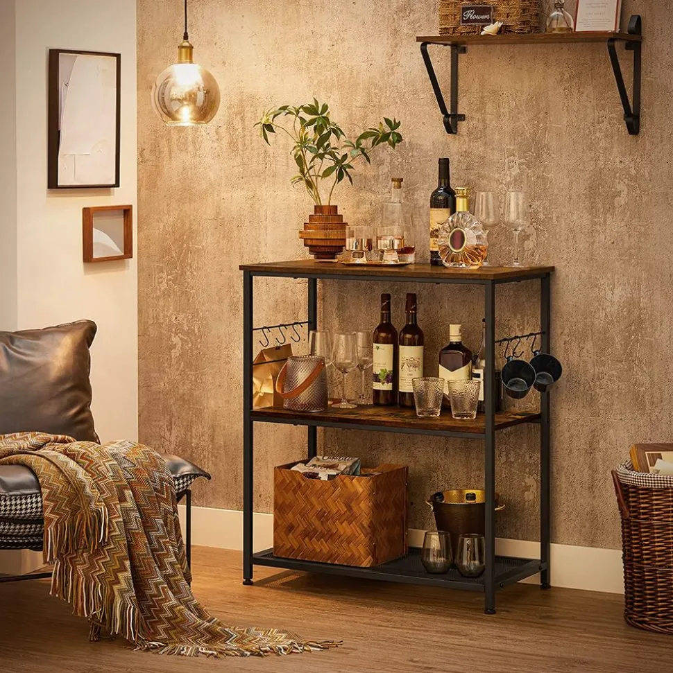 Shop SONGMICS Étagère micro-ondes industriel Brun Vintage Noir