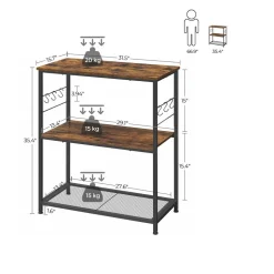 Shop SONGMICS Étagère micro-ondes industriel Brun Vintage Noir