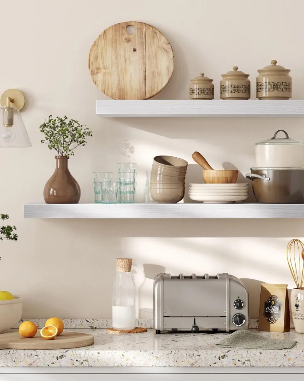 New SONGMICS Étagère murale 20 x 60 x 3,8 cm Blanc éRable