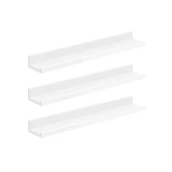 Shop SONGMICS Étagère murale 20 x 80 x 3,8 cm suspendue pour cadres photo blanc érable