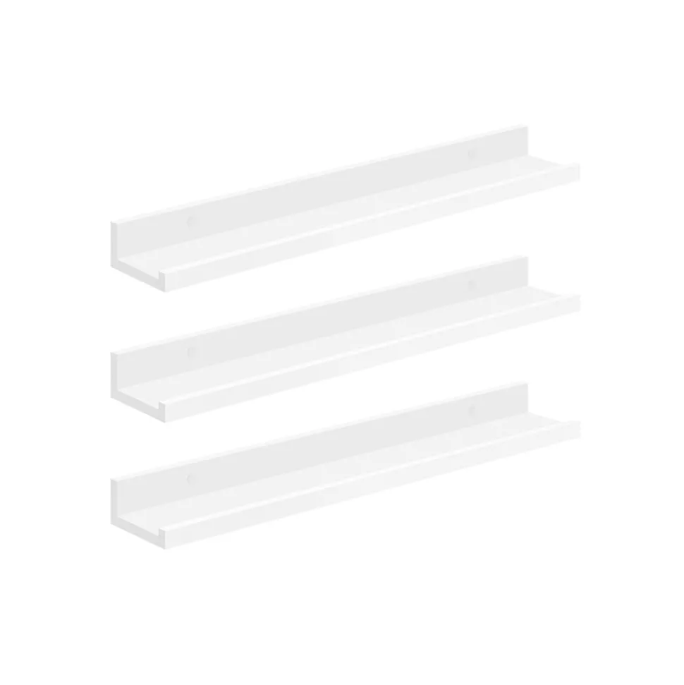 Shop SONGMICS Étagère murale 20 x 80 x 3,8 cm suspendue pour cadres photo blanc érable