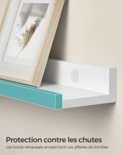 Shop SONGMICS Étagère murale 20 x 80 x 3,8 cm suspendue pour cadres photo blanc érable