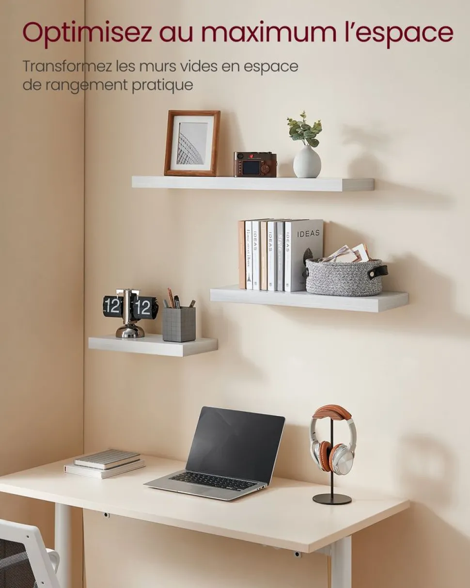 Sale SONGMICS Étagère murale Blanc érable