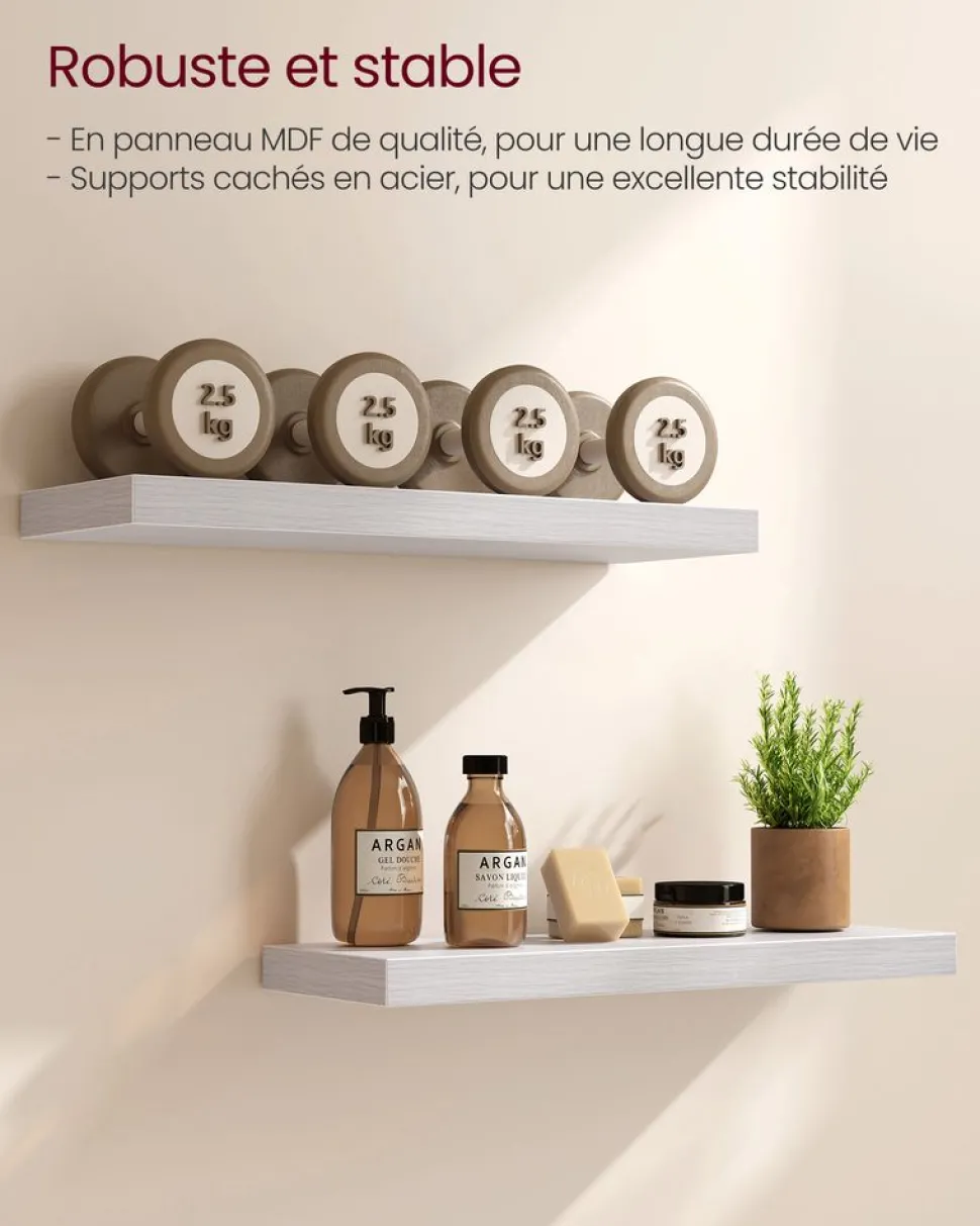 Sale SONGMICS Étagère murale Blanc érable