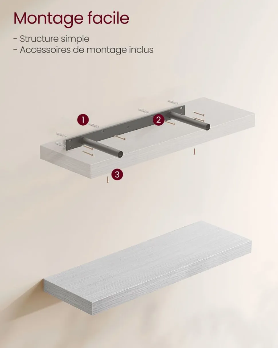 Sale SONGMICS Étagère murale Blanc érable