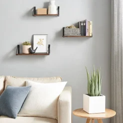 Fashion SONGMICS Étagère murale rond Noir