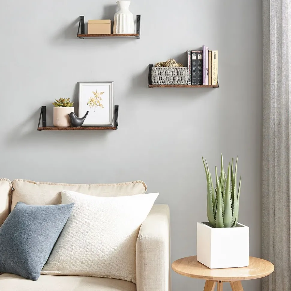 Fashion SONGMICS Étagère murale rond Noir