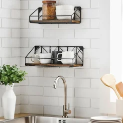 Fashion SONGMICS Étagère murale rond Noir