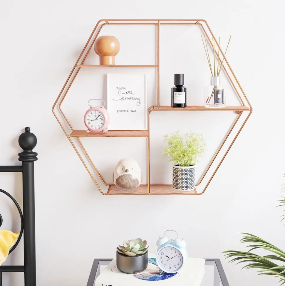 Discount SONGMICS Étagère murale ronde rose gold Beige