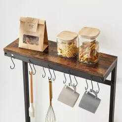 Sale SONGMICS Étagère plan cuisine 12 crochets Brun Vintage Noir