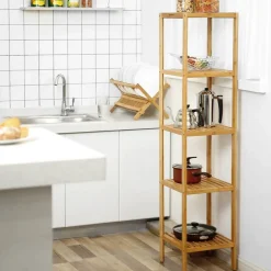 Discount SONGMICS Étagère rangement 4 casiers Couleur Du Bois