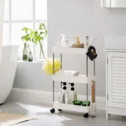 Sale SONGMICS Étagère roulettes 3 niveaux blanc