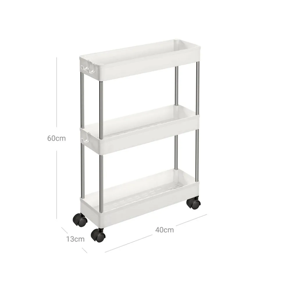Sale SONGMICS Étagère roulettes 3 niveaux blanc