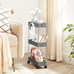 Sale SONGMICS Étagère roulettes 3 niveaux blanc