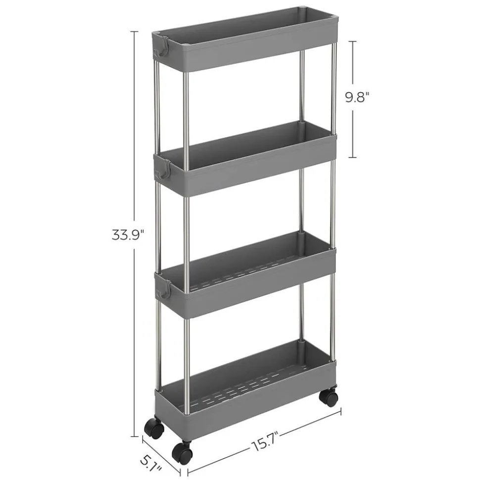 Discount SONGMICS Étagère roulettes 4 niveaux gris