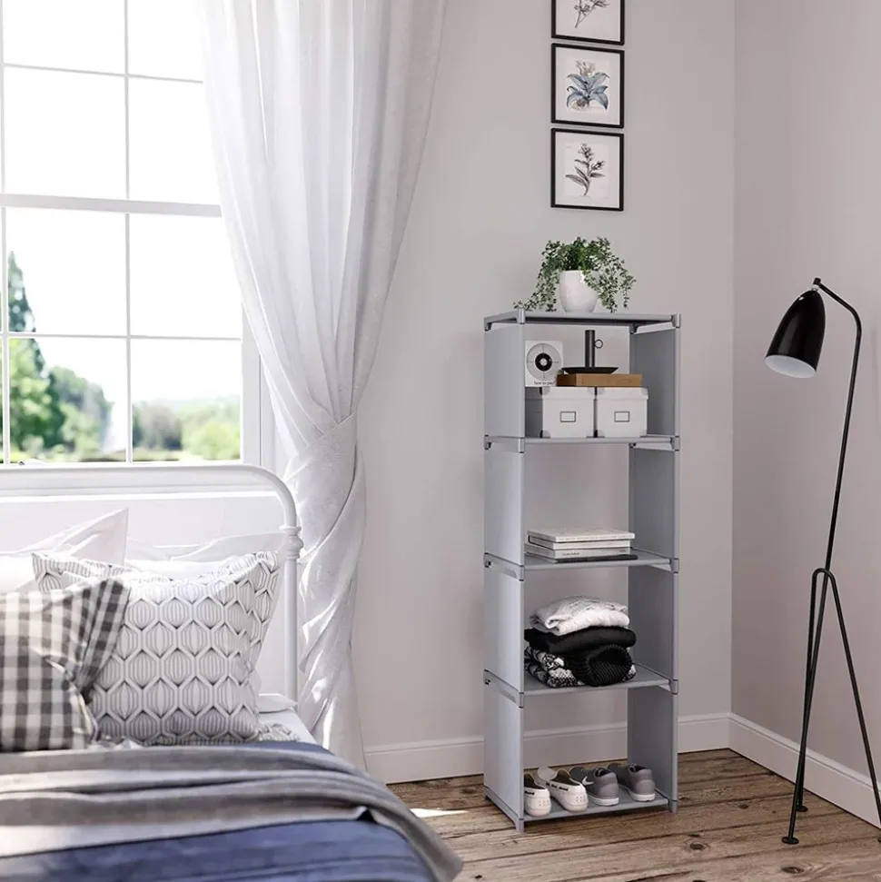 Cheap SONGMICS Étagère tissu 4 niveaux Gris