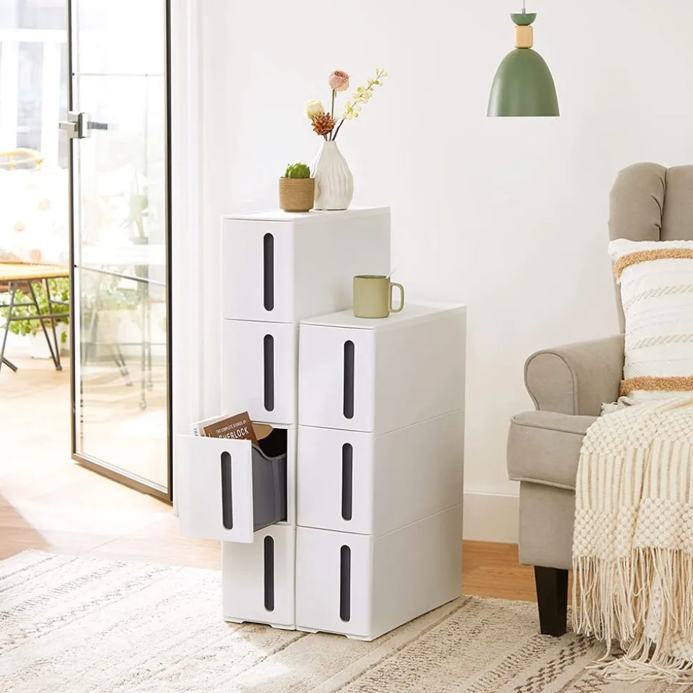 New SONGMICS Étagère étroite Blanc