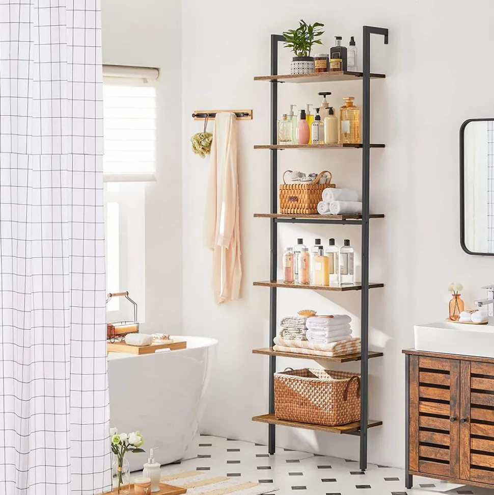 Hot SONGMICS Étagère WC façon grange Brun Vintage Noir