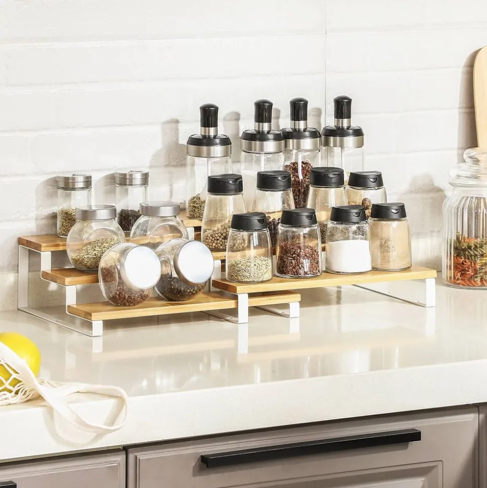 Discount SONGMICS Étagères à épices Boisé et Blanc