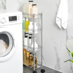 Shop SONGMICS Étagères fine 4 niveaux argenté