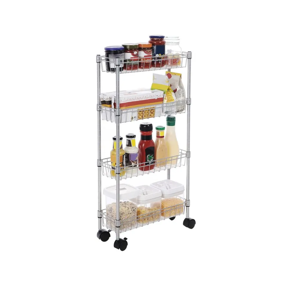 Shop SONGMICS Étagères fine 4 niveaux argenté