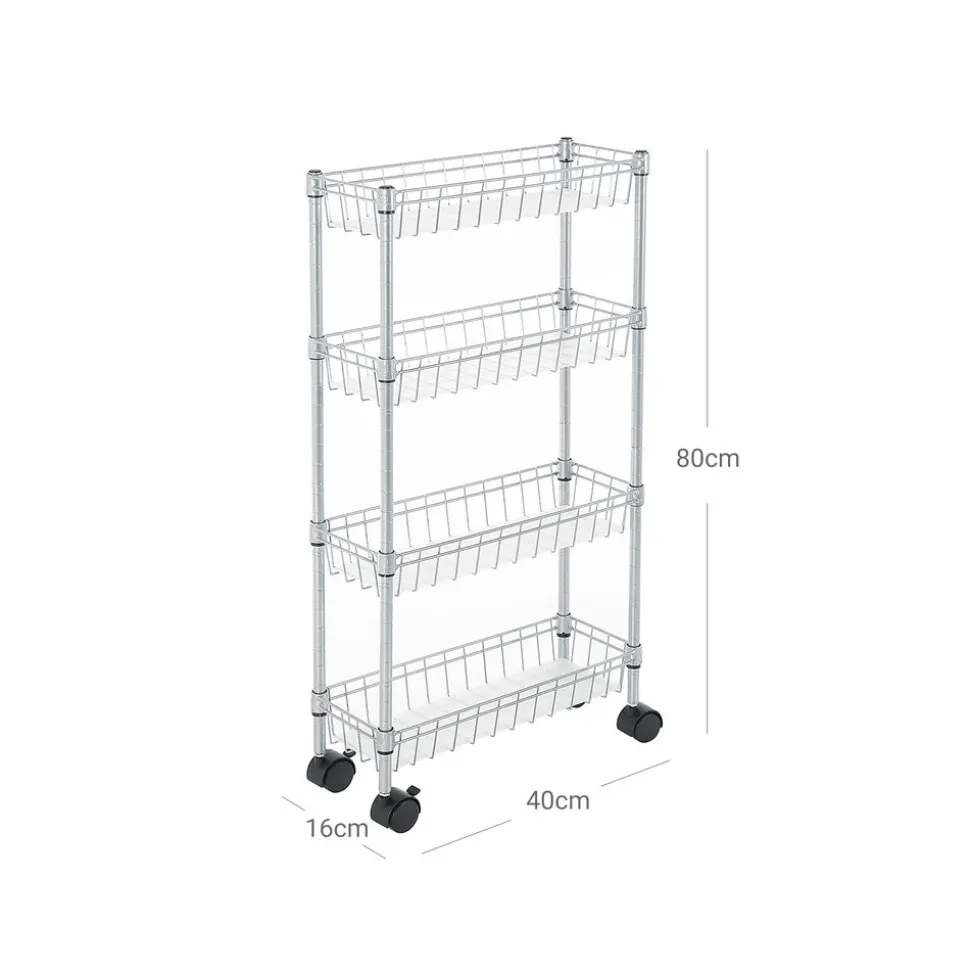 Shop SONGMICS Étagères fine 4 niveaux argenté